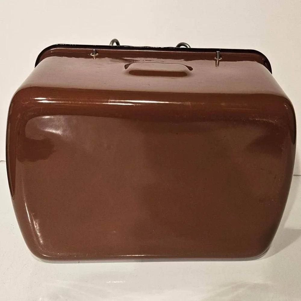 Vintage‎ Brown Enamel Nesting Mess Kit 3 Piece Camping Cookware Set with Lids